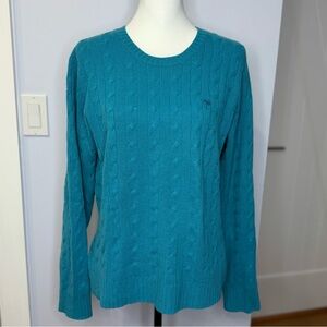 Lilly Pulitzer Dark Turquoise Cable Knit Cashmere Crew Neck Sweater, Size L EUC!